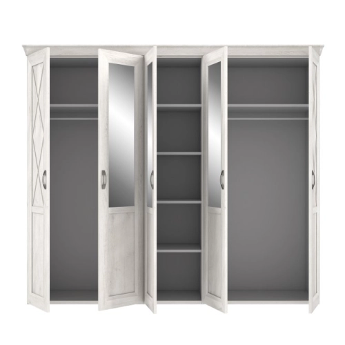 Duża szafa z lustrem 255 cm Pinia Biała